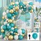 Matte Turquoise Blue Pearl White Balloons Garland Arch Kit Metallic Gold Balloon with Gold Confetti Latex Balloon Teal Blue Balloons Chrome Gold Party Decorations